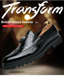 2026 Novo Sapato Masculino Slip-On Casual de Couro com Estampa de Crocodilo e Franjas Tamanho Grande 46