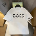 Nova Camiseta Premium de Algodão Oversized Preta com Estampa de Luxo 2026 Verão Casual de Negócios com Gráficos para Homens e Mulheres