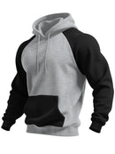 Novo outono ainter esportes ao ar livre estilo raglan contraste cor moletom com capuz moda versátil topos masculinos