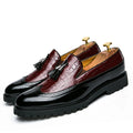 2026 Novo Sapato Masculino Slip-On Casual de Couro com Estampa de Crocodilo e Franjas Tamanho Grande 46