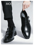 Clássico retro vestido masculino monge sapatos de couro com fivela dedo do pé apontado negócios escritório casamento confortável sapatos oxfords masculinos