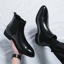 Chelsea botas para homens sola vermelha pu tornozelo negócios dedo do pé redondo deslizamento-em botas masculinas frete grátis tamanho 38-46 sapatos masculinos