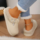 À prova dwaterproof água eva peludo mules chinelos feminino 2025 inverno fivela de metal quente chinelos de pelúcia macio fundo grosso não deslizamento slides internos