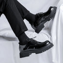 Sapatos de couro casual masculino, alta sola, plataforma, japonês, harajuku, streetwear coreano, lustroso, negócios, casamento, moda