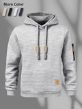 New Autumn Men's Hoodie Waffle Pattern Long Sleeve Sweatshirt Solid Color Casual Warm Pullover Outdoor Sportswear Men's Clothing