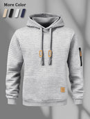 New Autumn Men's Hoodie Waffle Pattern Long Sleeve Sweatshirt Solid Color Casual Warm Pullover Outdoor Sportswear Men's Clothing