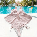 Conjunto de Biquíni Estiloso com Alça Halter em Duas Peças, Decote em V, Ajuste Slim, Moda de Praia Y2K para Mulheres