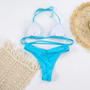 Conjunto de Biquíni Sexy com Detalhes Franzidos, Micro Biquínis Sólidos, Roupa de Banho Feminina, Moda Praia