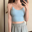 1pc feminino sexy cor sólida camisola tubo de seda gelo sem costura esportes regata sem fio roupa interior sutiã acolchoado bralette colete