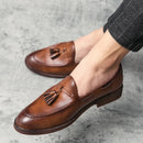 Sapato de couro casual masculino, sapato de casamento com franja de boi, sola de boi, moda estilista, alta qualidade, novo