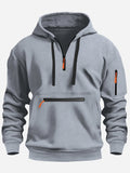 2026 Men's Hooded Sweater Leisure Sports Pullover Retro Harajuku Long Sleeve Zipper Multi-pocket Casual Loose Coat Street Wear