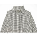 Jaquetas Femininas com Gola Alta e Zíper, Casaco Cropped Preto e Branco com Estampa Xadrez, Jaqueta Casual de Manga Longa com Corte Solto 2026