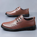 Sapato Masculino de Luxo em Couro Genuíno para Uso Externo, Sapatos Casuais de Couro Oxford com Cadarço, Sapatos Sociais de Grife com Cadarço para Negócios