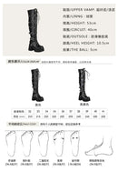 Outono inverno preto feminino acima do joelho botas altas saltos grossos 10.5cm plataforma 5cm estrela fivela rendas até zíper lateral botas longas