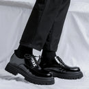 Sapatos de couro casual masculino, alta sola, plataforma, japonês, harajuku, streetwear coreano, lustroso, negócios, casamento, moda