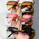 3 pçs quadrado sem aro óculos de sol feminino marca luxo designer verão vermelho óculos moda óculos de sol para homem uv400 tons oculos
