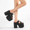 Gdgydh-sandálias plataforma com fivela para as mulheres, sapatos abertos, estilo cunha, moda, para o verão