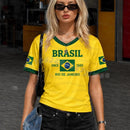 Camiseta de Futebol com Bandeira do Brasil para Mulheres e Homens, Verão 2026, Camisetas de Manga Curta, Roupas Esportivas para Família, Presente para Fãs do Brasil