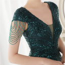Deerveado elegante decote em v sereia vestido de noite longo luxo contas feminino vestidos de festa à noite 2025 novo vestido formal 19085