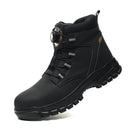 Sapatos de trabalho com botão rotativo para homens, botas protetoras anti-punctura, tênis à prova d'água, sapatos de segurança de trabalho, antiderrapantes, com biqueira de aço