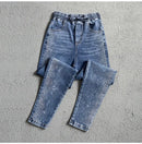 Coreano novo 2026 primavera outono perfuração quente jeans elásticos feminino solto de cintura alta haren denim calças femininas casuais jeans selvagens