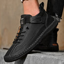 Sapatos masculinos de couro feitos à mão, mocassins casuais de couro respirável, sapatos baixos da moda, sapatos com ferramentas, plus size