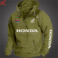 Moletom com capuz de motocicleta Honda masculino com estilo esportivo europeu com zíper e bolso solto suéter casual com capuz nos ombros