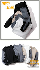 2026 Men's Casual Sweatshirts Fashion Harajuku Streetwear Long Sleeve Patchwork Loose O-Neck Pullover Tops Hip Hop Hoodies Male