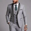 Conjunto de Terno Masculino 3 Peças com Lapela Preta Tamanho EUA: Casaco, Colete e Calças / Traje Formal para Noivo, Casamento e Negócios