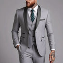 Conjunto de Terno Masculino 3 Peças com Lapela Preta Tamanho EUA: Casaco, Colete e Calças / Traje Formal para Noivo, Casamento e Negócios
