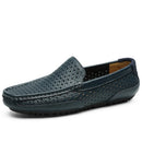 Sapatos Casuais Masculinos de Verão 2026, Marca de Luxo, Couro Genuíno, Mocassins Masculinos Vazados Respiráveis, Sapatos de Dirigir Slip-on