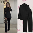 ETJ 2025 novo design de moda feminina corte tridimensional gola alta jaqueta de terno fino e calças casuais combinando