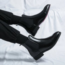 Chelsea botas para homens sola vermelha pu tornozelo negócios dedo do pé redondo deslizamento-em botas masculinas frete grátis tamanho 38-46 sapatos masculinos