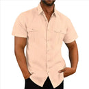 Camisas Masculinas de Linho em Promoção: Camisas de Manga Curta para o Verão, Cor Sólida, Gola Confortável, Estilo Casual Praia, Tamanhos Grandes M-4XL