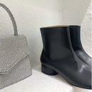 Botas Femininas de Couro Genuíno com Salto Baixo e Bico Dividido, Design de Luxo e Moda, Novidade Outono Inverno 2026