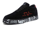 Tênis respiráveis de cano médio, design gráfico de coração e música, sapatos casuais de streetwear para casais, dia dos namorados e presente de aniversário