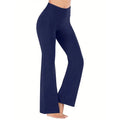Calças femininas largas com bolsos, calças de ioga com pernas largas, cintura alta, fitness, casual, barriga, calças