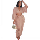 Swimwear Saia Cover-up 2 Piece Set Mulheres Tops de Colheita E Saia Longa Maiô Moda Sólida Oco Sexy Beach Cover Up Outfits