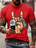 Camiseta Masculina Estilosa com Estampa de Controle de Videogame para Amantes de Jogos, Casual Diária de Manga Curta, Tendência Streetwear