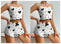 Conjunto de pijamas femininos pijamas 2 peças regata curta e shorts s m l branco ventilar macio casual amor impressão
