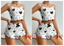 Conjunto de pijamas femininos pijamas 2 peças regata curta e shorts s m l branco ventilar macio casual amor impressão