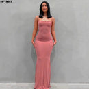 Cetim deslizamento sem mangas sem costas magro sexy maxi vestido 2022 primavera feminino festa y2k conciso bodycon vestidos elegantes roupas femininas