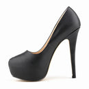 Sapatos Femininos de Salto Alto Sexy com Bico Redondo, Plataforma Casual de 14cm, Sapatos Vermelhos para Festa e Casamento, Tamanho Grande