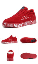 Tênis respiráveis de cano médio, design gráfico de coração e música, sapatos casuais de streetwear para casais, dia dos namorados e presente de aniversário
