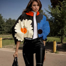 Moda impressão jaquetas para mulheres high street polka dot padrão lanterna manga zíper casaco curto casual gola alta jaqueta curta