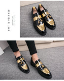 Moda dourada masculina casual deslizamento-on borla patente mocassins fundo grosso elevador sapatos masculinos sapatos de festa sapatos de negócios brogue