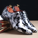 Sapatos masculinos de escritório com padrão floral, sapatos formais de couro de luxo, sapatos de casamento para noivo, sapatos oxford, vestido 37-50